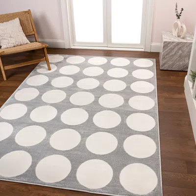 Jonathan Y Adrian Modern Geometric Circle Dot High-low White/cream 3 Ft. X 5 Ft. Area Rug In Gray