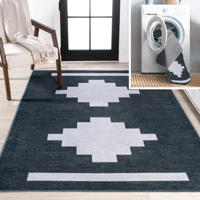 Jonathan Y Adriel Geometric Medallion Machine-washable Area Rug In Gray