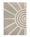Jonathan Y Aelius Midcentury Scandinavian Abstract Sun Two-tone High-low White/cream 3 Ft. X 5 Ft. Area Rug In Beige
