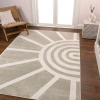 Jonathan Y Aelius Midcentury Scandinavian Abstract Sun Two-tone High-low Area Rug In Beige/cream