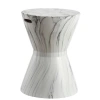 Jonathan Y African Drum 17.3" Marble Finish Ceramic Garden Stool In White Marble Finish