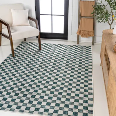Jonathan Y Aimee Traditional Cottage Checkerboard Green/cream Indoor/outdoor Area Rug