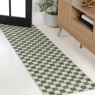 Jonathan Y Aimee Traditional Cottage Checkerboard Indoor/outdoor Area Rug In Green