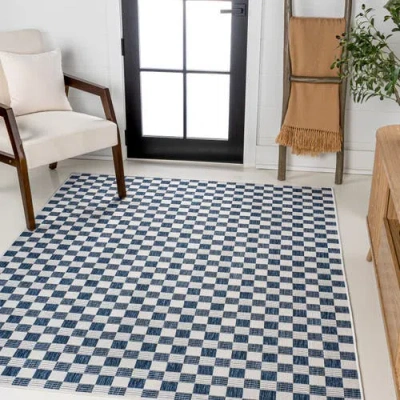 Jonathan Y Aimee Traditional Cottage Checkerboard Indoor/outdoor Area Rug In Navy/cream