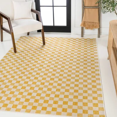 Jonathan Y Aimee Traditional Cottage Checkerboard Indoor/outdoor Area Rug In Yellow/cream