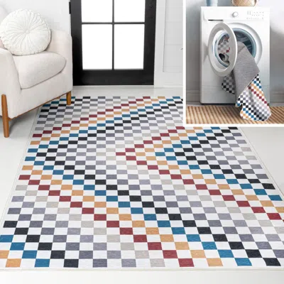 Jonathan Y Ainsley Modern Cottage Checkerboard Washable Area Rug In Multi-colored