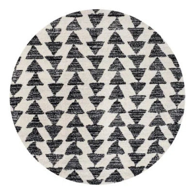 Jonathan Y Aisha Moroccan Triangle Geometric Round Area Rug In Cream/black