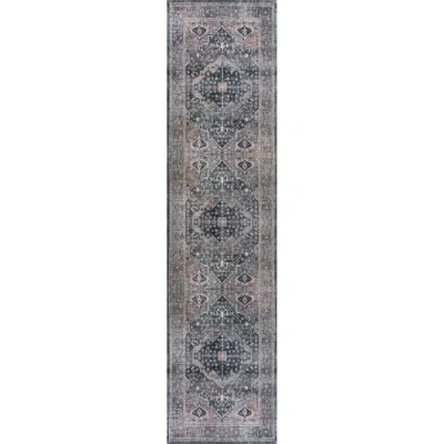 Jonathan Y Alacati Ogee Medallion Machine-washable Area Rug In Dark Green/dark Beige