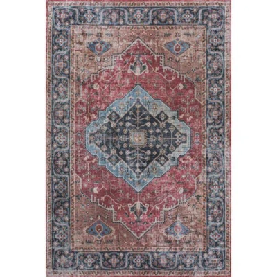 Jonathan Y Alacati Ogee Medallion Machine-washable Area Rug In Red/blue/brown