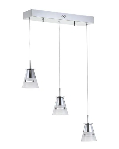 Jonathan Y Alain 19.5in 3-light Adjustable Cascading Metal Integrated Led Pendant In Silver