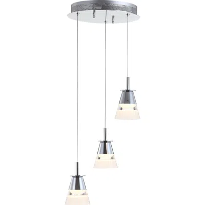 Jonathan Y Alain 3-light Adjustable Cascading Metal Integrated Cluster Led Pendant In Silver