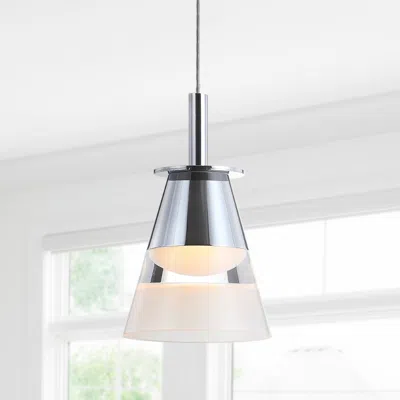 Jonathan Y Alain 5" 1-light Adjustable Metal Integrated Led Pendant In Gray