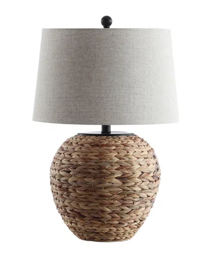 Jonathan Y Alaro 24.5in Banana Leaf Basket Led Table Lamp In Brown