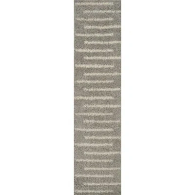 Jonathan Y Alaro Berber Stripe Shag Area Rug In Gray/ivory