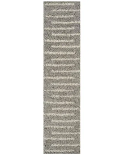 Jonathan Y Alaro Berber Stripe Shag Polypropylene Rug In Grey