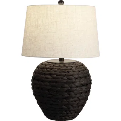 Jonathan Y Alaro Farmhouse Coastal Water Hyacinth Basket Led Table Lamp In Black