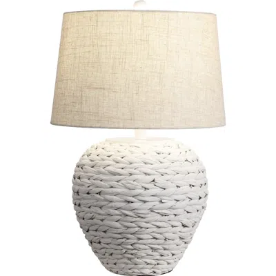 Jonathan Y Alaro Farmhouse Coastal Water Hyacinth Basket Led Table Lamp In White