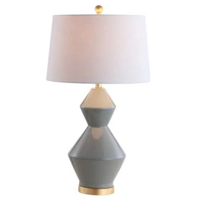 Jonathan Y Alba 29" Geometric Ceramic/metal Led Table Lamp In Gray