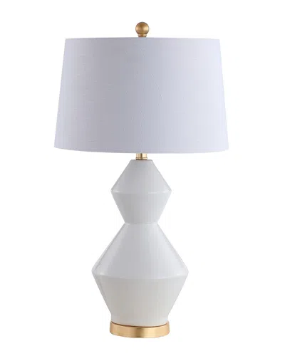 Jonathan Y Alba 29in Geometric Ceramicmetal Led Table Lamp Leaf In Multi
