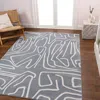 Jonathan Y Alcina Modern Scandinavian Graphic Lines High-low Area Rug In Blue/white