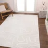 Jonathan Y Alcina Modern Scandinavian Graphic Lines High-low Area Rug In White/cream