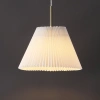 JONATHAN Y ALDEN 14.25" 1-LIGHT CLASSIC FRENCH COUNTRY IRON LED PENDANT WITH PLEATED SHADE, BRASS GOLD/WHITE