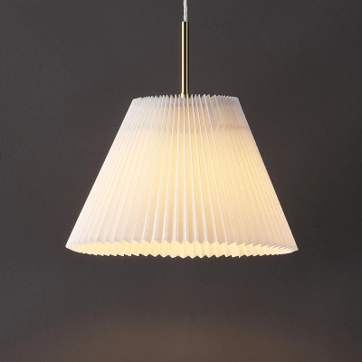 Jonathan Y Alden 14.25" 1-light Classic French Country Iron Led Pendant With Pleated Shade, Brass Gold/white In Neutral