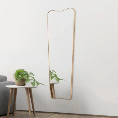 Jonathan Y Alfie Rectangular Metal Framed Wall Mounted Full-length Mirror In Gold