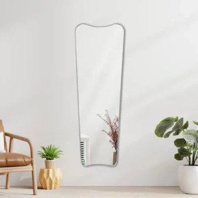 Jonathan Y Alfie Rectangular Metal Framed Wall Mounted Full-length Mirror In Nickel