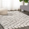 Jonathan Y Algaida Moroccan Diamond Shag Area Rug In Beige/dark Gray