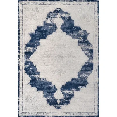 Jonathan Y Alhambra Ornate Medallion Modern Area Rug In Ivory/navy