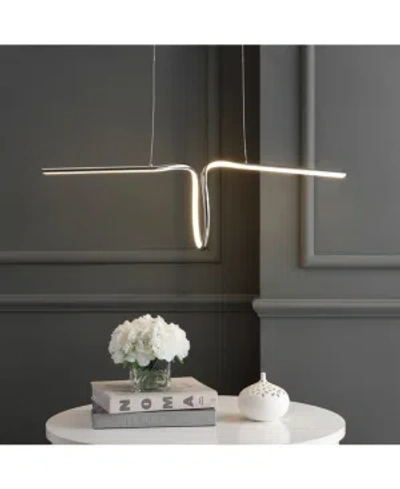 Jonathan Y Ali 34.5" Dimmable Adjustable Integrated Led Linear Pendant In Chrome