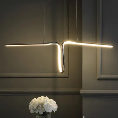 Jonathan Y Ali 34.5" Dimmable Adjustable Integrated Led Metal Linear Pendant In Gold