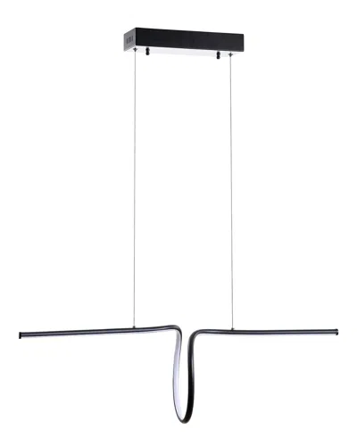 Jonathan Y Ali 34.5in Dimmable Adjustable Integrated Led Metal Linear Pendant In Black