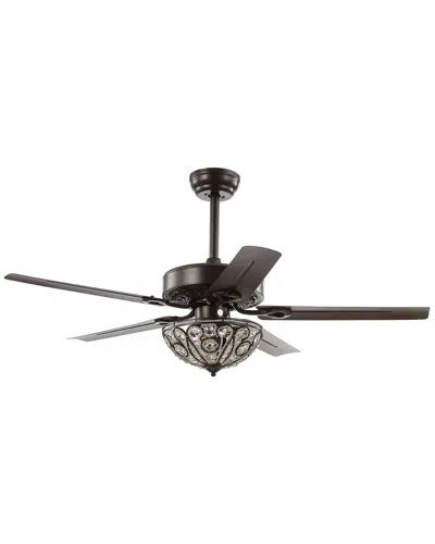 Jonathan Y Ali 52in 3-light Wrought Iron Led Ceiling Fan With Remote In Brown