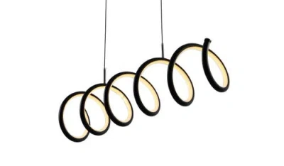 Jonathan Y Ali Dimmable Adjustable Integrated Led Metal Linear Pendant In Black
