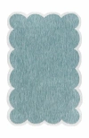 Jonathan Y Alice Classic Cottage Two-tone Scalloped Indoor/outdoor Shaped Area Rug In Turquoise/cream
