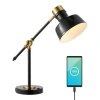 Jonathan Y Allegra Classic Farmhouse Adjustable Cantilever Led Task Lamp With Usb Charging Port In Black/brass Gold