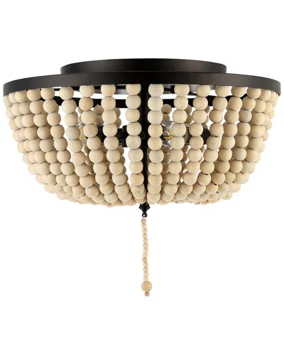 Jonathan Y Allison 15in Wood Beaded/metal Led Flush Mount In Neutral