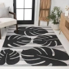 Jonathan Y Allison Classic Beach Stripe And Monstera Leaf Indoor/outdoor Area Rug