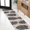 Jonathan Y Allison Classic Beach Stripe And Monstera Leaf Indoor/outdoor Area Rug