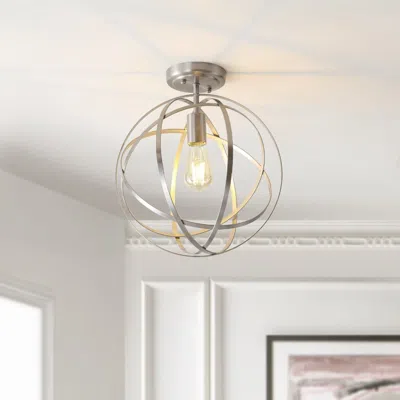Jonathan Y Alma 13" Metal Led Flush Mount In Metallic