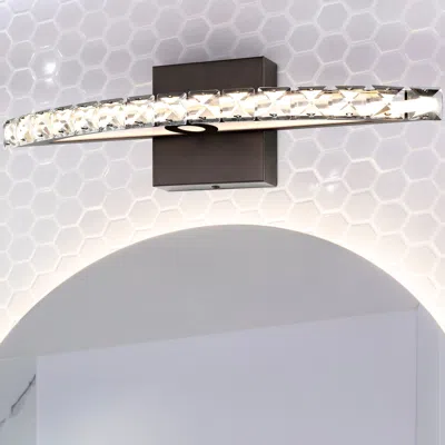 Jonathan Y Alyson 18" 1-light Bohemian Industrial Iron/acrylic Integrated Led Vanity Light In Gray