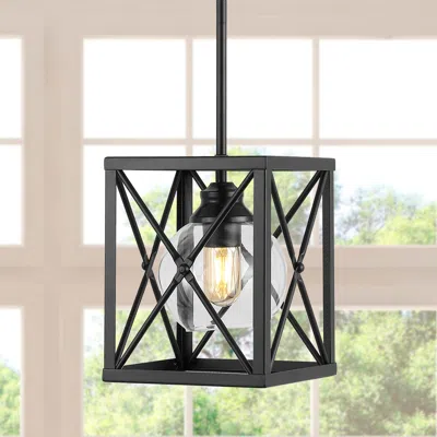 Jonathan Y Amara 8" 1-light Industrial Farmhouse Iron/glass Led Pendant In Black