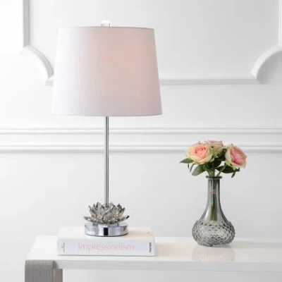 Jonathan Y Amelia Crystal Led Table Lamp In Chrome/grey