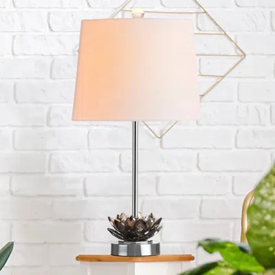Jonathan Y Amelia Lotus 25" Crystal Led Table Lamp In Gray