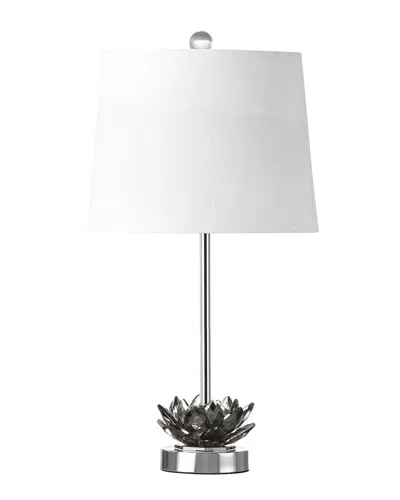 Jonathan Y Amelia Lotus 25in Crystal Led Table Lamp Smoke