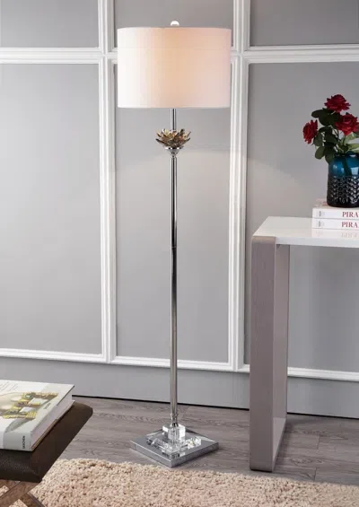 Jonathan Y Amelia Lotus 59" Crystal / Metal Led Floor Lamp In Gray