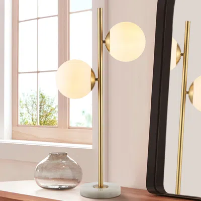 Jonathan Y Amelie 28" 2-light Coastal Vintage Iron Led Table Lamp In Gold