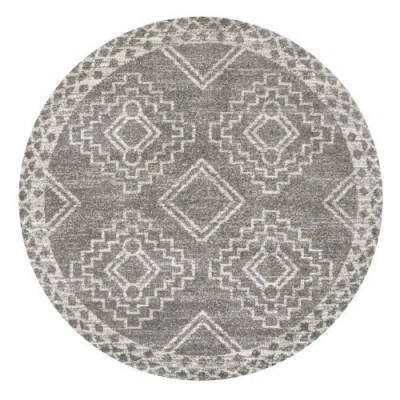 Jonathan Y Amir Moroccan Beni Souk Round Area Rug In Gray/cream